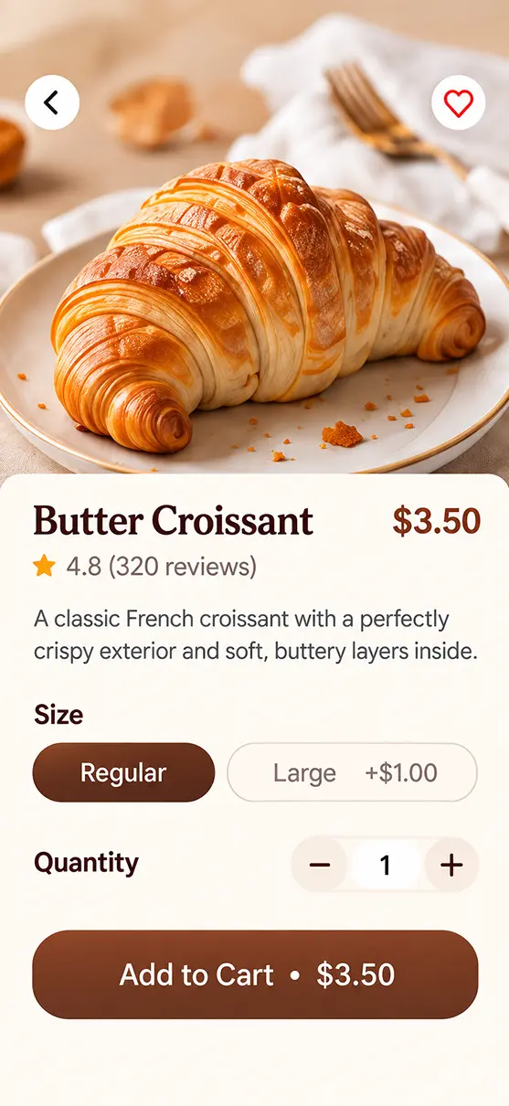 Bakeries app details screen