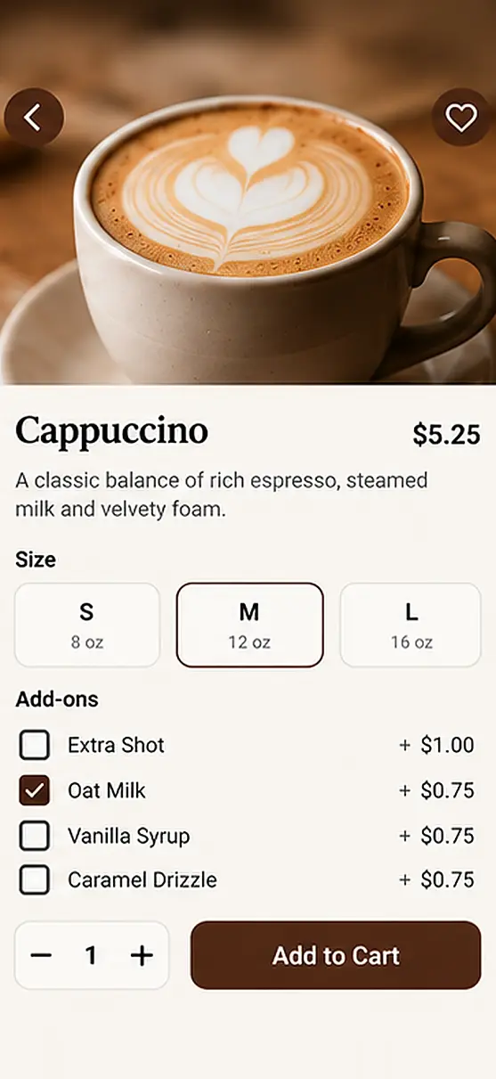 Coffee Shops app details screen