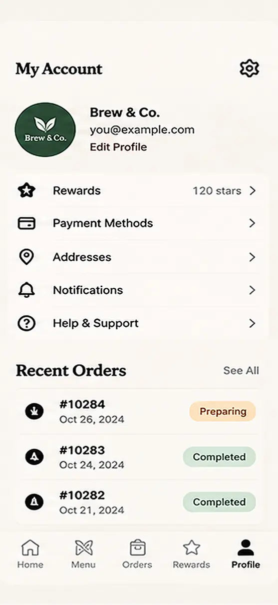 Your brand, front and center app screen