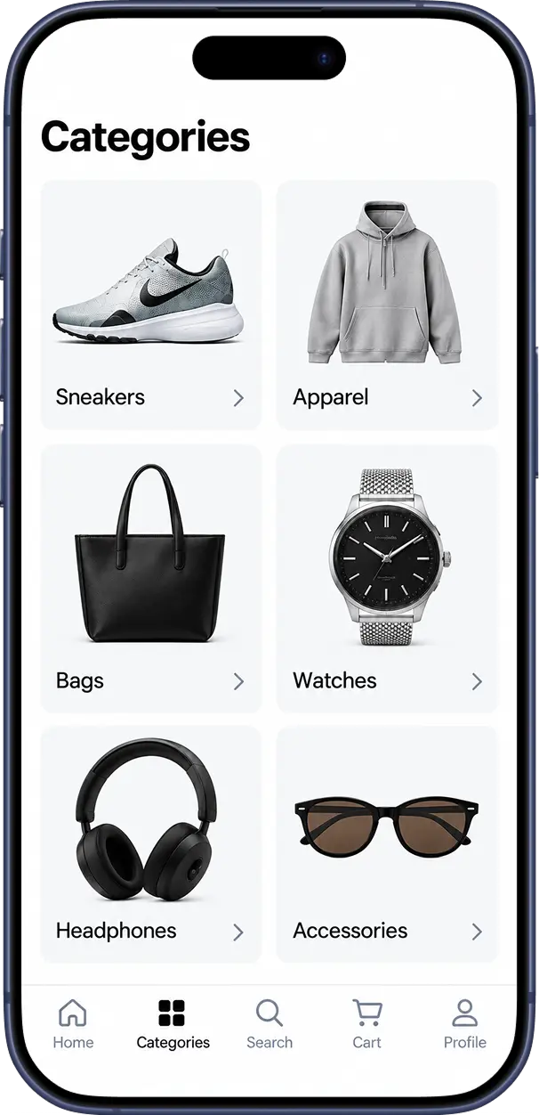 Ecommerce app home screen