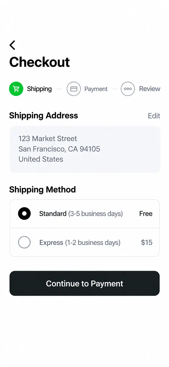 Checkout app screen