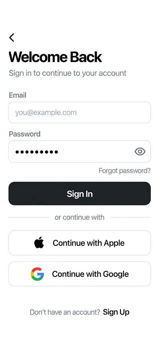 Ecommerce app home screen
