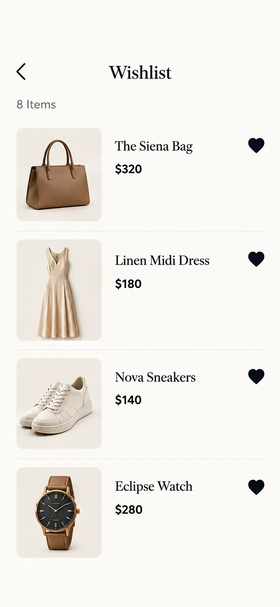Fashion Brands app home screen