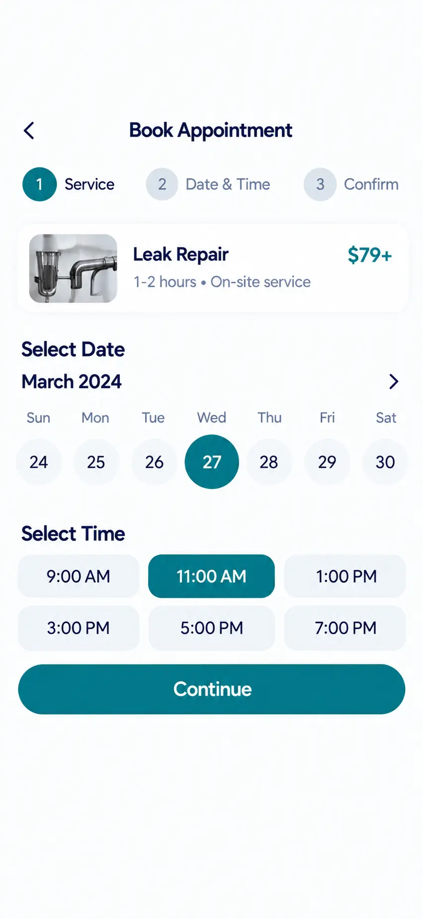 Plumbers app home screen