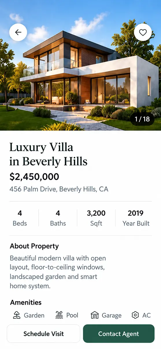 Real Estate app details screen