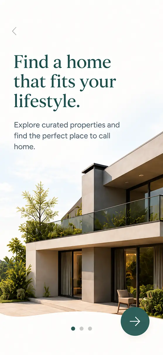 Real Estate app home screen