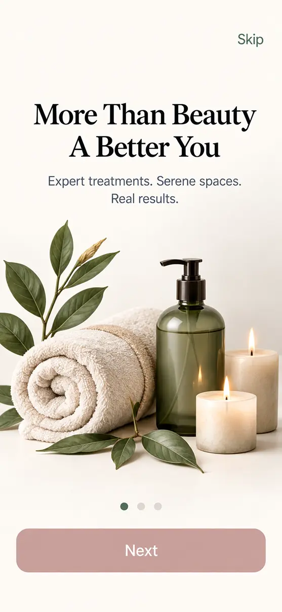 Salons/Spas app home screen