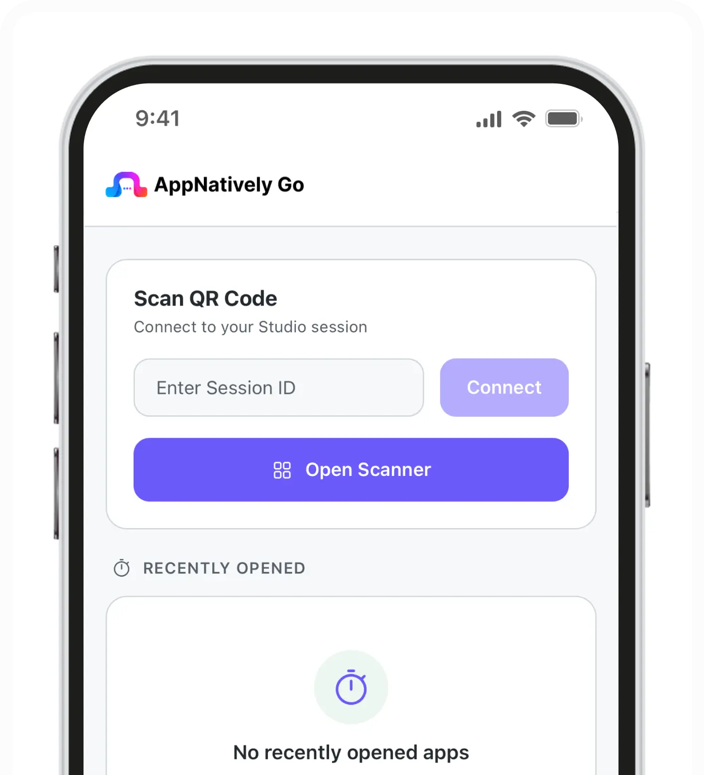AppNatively Go real-time preview updating live on a physical phone