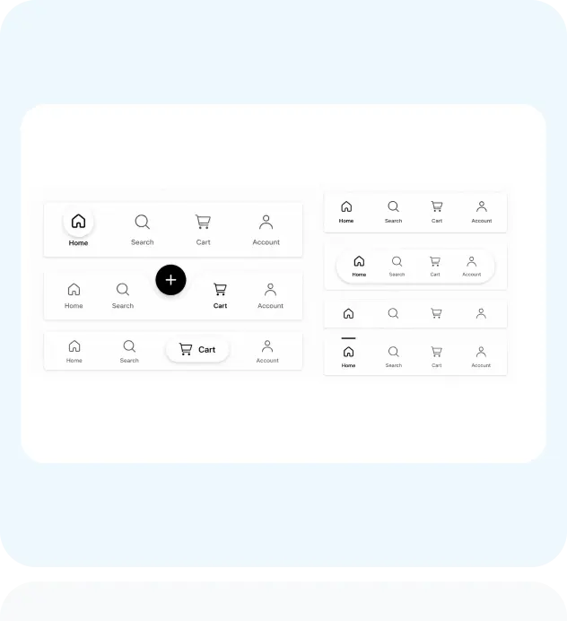 AppNatively Navigation editor with tab bar style options