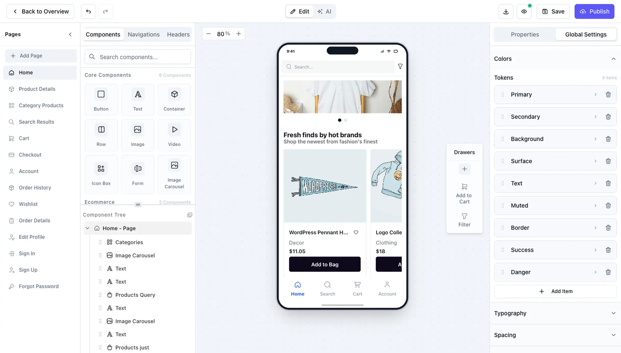 AppNatively builder interface preview for an early bird lifetime deal