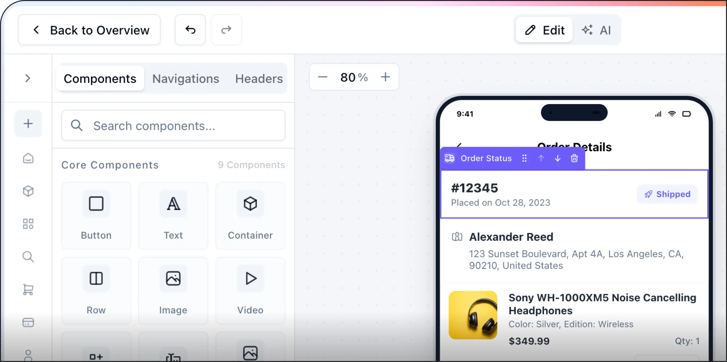 AppNatively visual builder interface preview